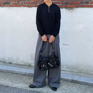 Semi-zip ribbed cardigan
