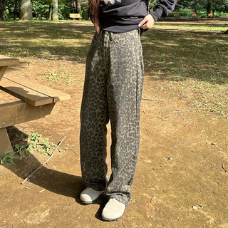Leopard print cotton pants