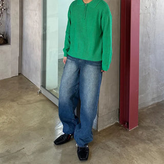 (Unisex) Color Half-Zip Knit
