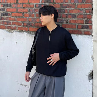Semi-zip ribbed cardigan