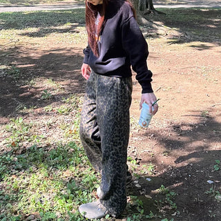 Leopard print cotton pants