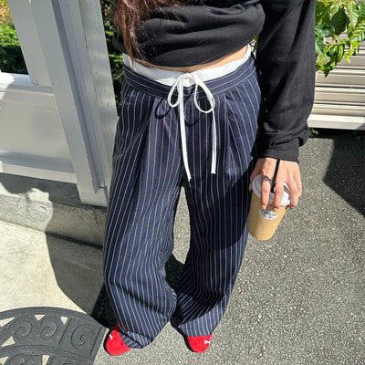 Two-tone striped slacks