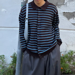 (Unisex) Striped Color Cardigan