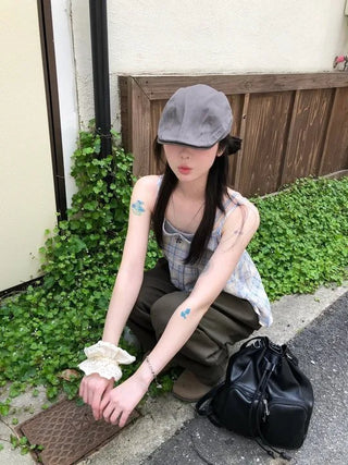 Pastel check camisole blouse