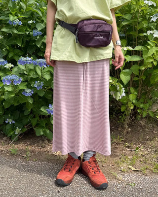 Bordered waist drawstring maxi skirt