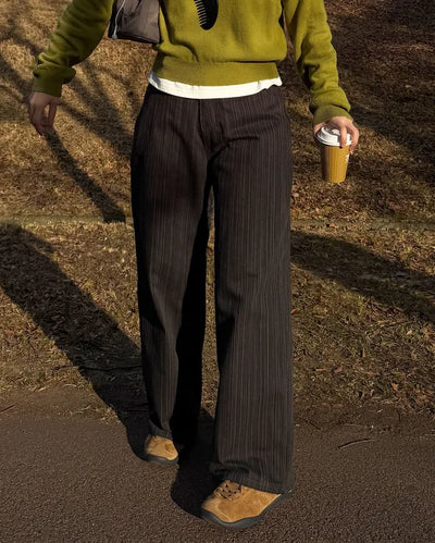Striped denim pants