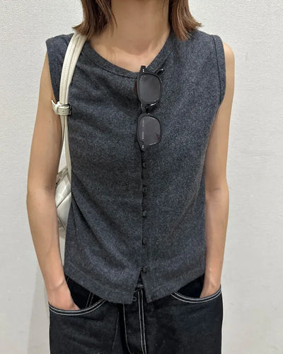 Front button knit vest