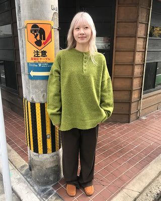 Henley neck oversized knit