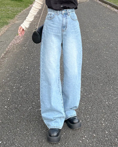 Semi-wide fit denim pants