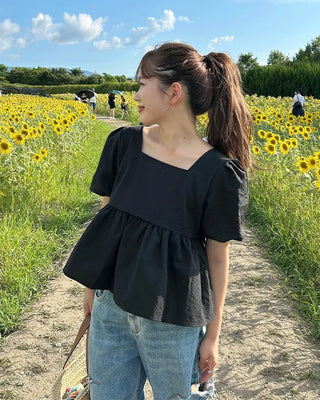 Square puff blouse