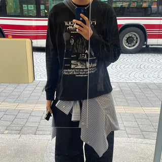 Vintage print long-sleeved T-shirt