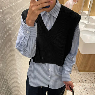Two-tone striped pocket shirt