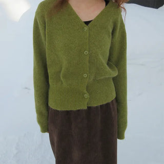 V-neck light wool cardigan