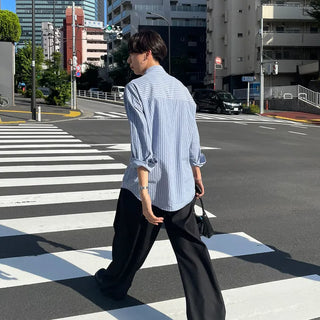 Two-tone striped pocket shirt