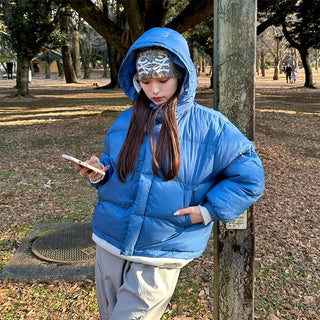 Hooded padded collar jacket