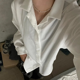 Hidden button open collar shirt