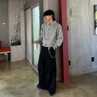 (Unisex) Button-Up Short Collar Jacket