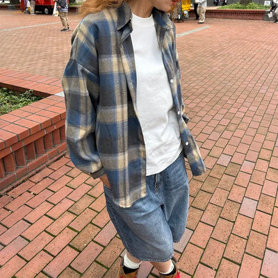 (Unisex) Casual Ombre Check Shirt