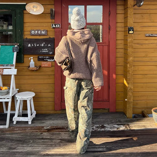 Hooded Cable Zip-Up Knit