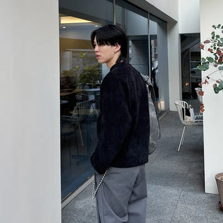 (Unisex) Checkered Cropped Knit Cardigan