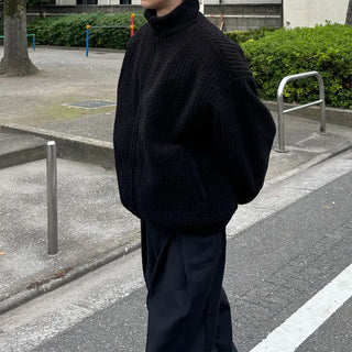 (Unisex) Boa Mock Neck Padded Blouson