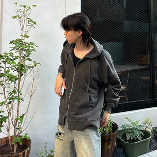 (Unisex) Pigment Line Point Hooded Zip-Up