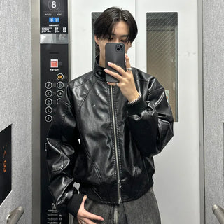 (unisex) Y2K Eyelet Eco Leather Jacket