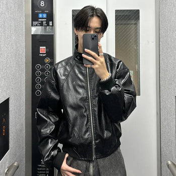 (unisex) Y2K Eyelet Eco Leather Jacket