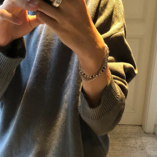 Chain bead layered bracelet