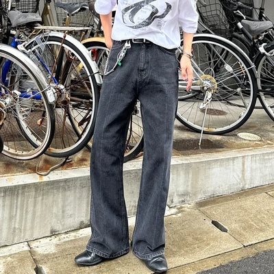 Crease center seam flared denim pants