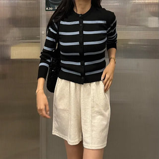 Striped Round Cardigan