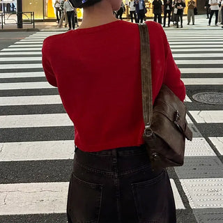 Cropped round cardigan