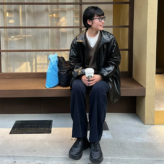 Long leather jacket