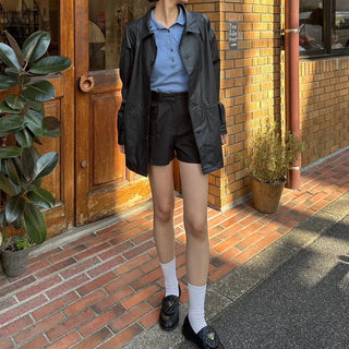 Faux Leather Oversized Coat Jacket