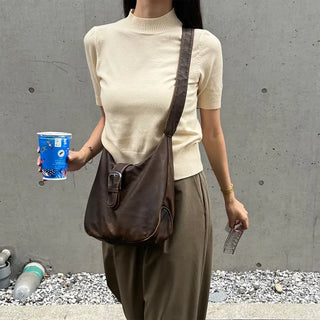 Half-neck short-sleeved knit