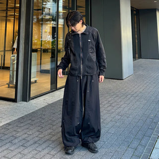 (Unisex) Wide-leg pants with back pockets