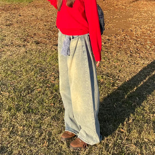 (Unisex) Vintage Wash Wide Fit Denim