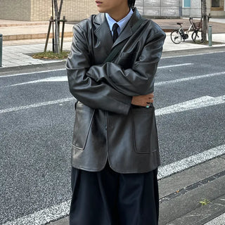 (Unisex) Daily Eco-Leather Single Jacket