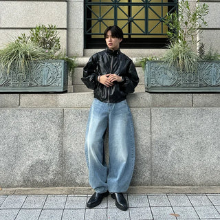 (unisex) Y2K Eyelet Eco Leather Jacket