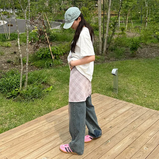 Checked layered skirt