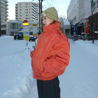 (Unisex) High-Neck Quilted Padded Jacket