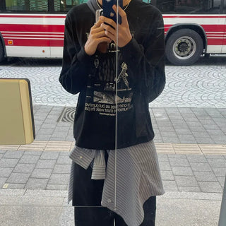Vintage print long-sleeved T-shirt