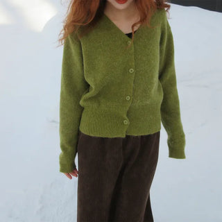 V-neck light wool cardigan