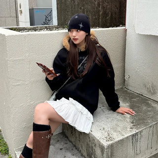 Lettering Hooded Zip-Up
