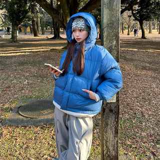 Hooded padded collar jacket
