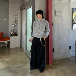 (Unisex) Button-Up Short Collar Jacket