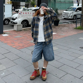 (Unisex) Casual Ombre Check Shirt