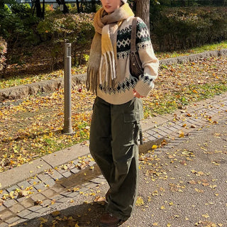 (Unisex) Checked Long Scarf