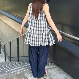 Checked tiered dress