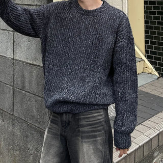 (Unisex) Melange Natural Round Knit
